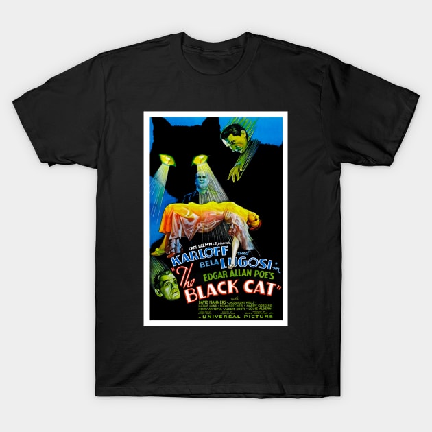 Completely Retouched The Black Cat Movie Poster from 1934 T-Shirt by vintageposterco